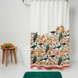 100% Cotton Multi Bird Shower Curtain (Like New)